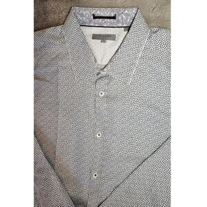 Ted Baker London Button Down Shirt, 100% Cotton, TB Sz 7  Blue/ White